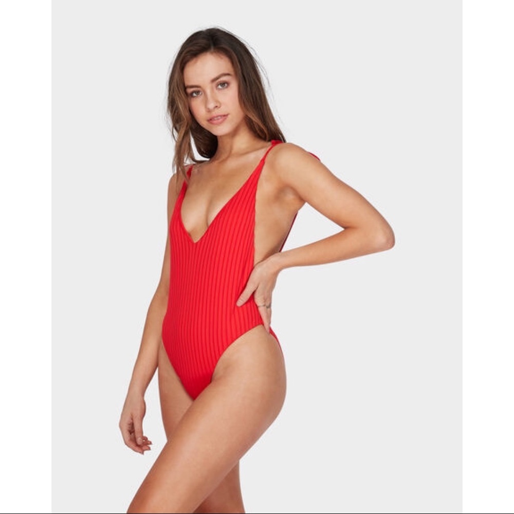 Billabong Red Sunny Rib Ribbed One Piece Size XL - Picture 2 of 7